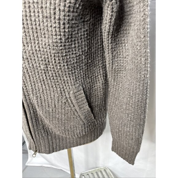Autumn Cashmere Cardigan Sweater Men's M Gray Wool Zipper Pockets Old Money - Picture 5 of 8